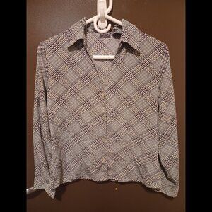 Women's Size Small Gray Patterned Long Sleeve Sydney B Blouse